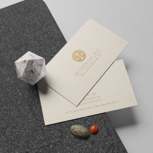 Affärskortet Light Beige Linen Guld Justice Logoty Visitkort