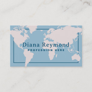 Affärskortet Light Blue i Eleganten World Map Visitkort