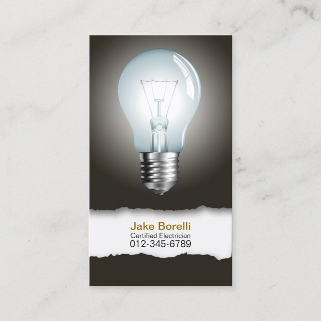 Affärskortet Light Bulb Black Visitkort (Framsida)
