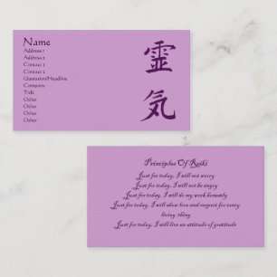 Affärskortet lila Reiki Symbol Principles Visitkort