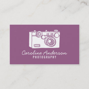 Affärskortet lila Retro Camera Photograf Visitkort