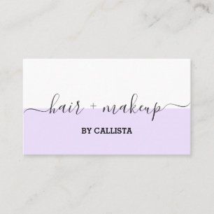 Affärskortet lila White Script Hair Makeup Visitkort