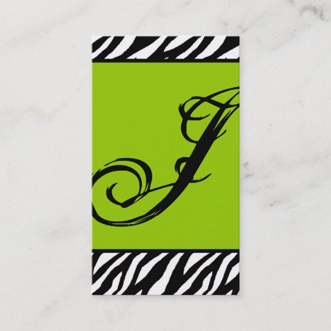 Affärskortet Lime Green Zebra tryck Mönster Visitkort (Framsida)