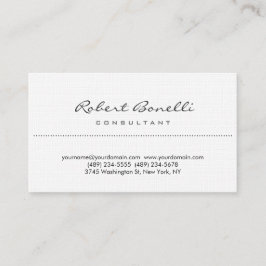 Affärskortet Linen Plain Simple Script Consultant Visitkort