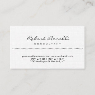 Affärskortet Linen Plain Simple Script Consultant Visitkort