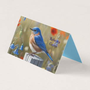 Affärskortet Little Blue Bird Foled Visitkort