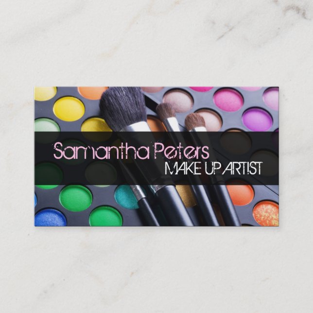 Affärskortet ljus rosa makup Artist Palette Visitkort (Framsida)
