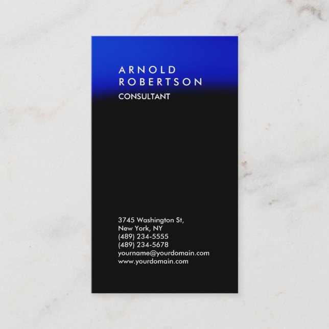 Affärskortet lodrät Black Blue Trend Consultant Visitkort (Framsida)