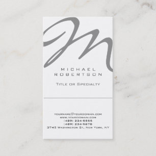 Affärskortet lodrät Modern Monogram White Trend Visitkort