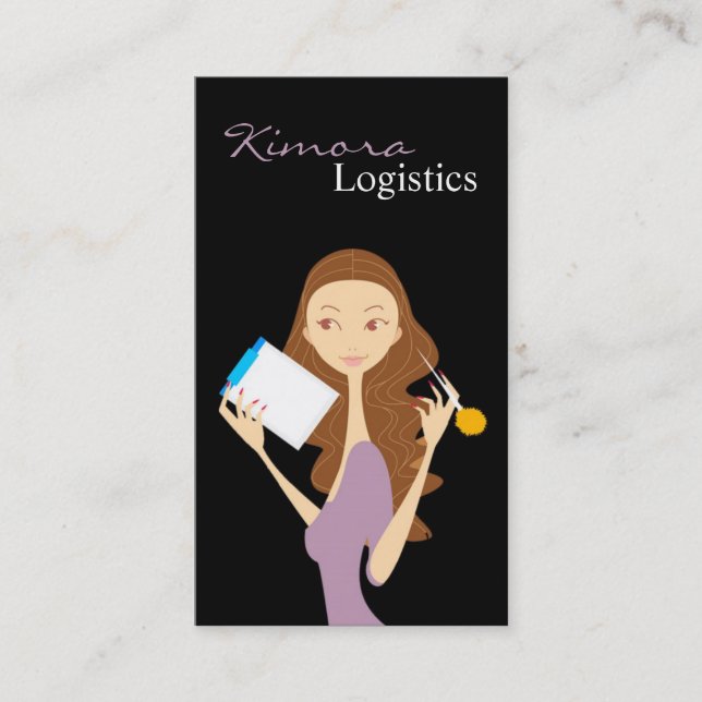 Affärskortet Logistics Survey Mode Vector Girl Visitkort (Framsida)