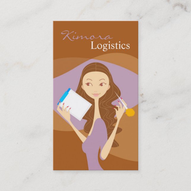 Affärskortet Logistics Survey Mode Vector Girl Visitkort (Framsida)