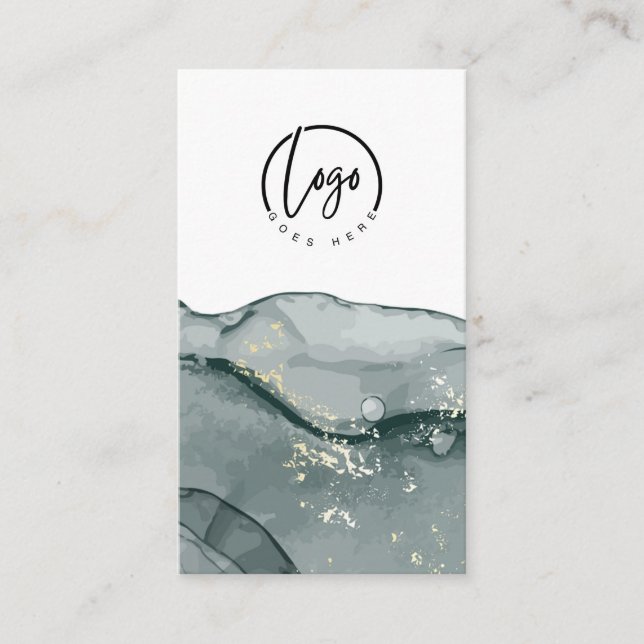 Affärskortet Logotyp Grått Abstrakt Marble Visitkort (Framsida)