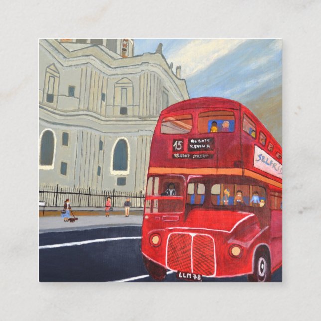 Affärskortet London Buss Fyrkantigt Visitkort (Baksida)