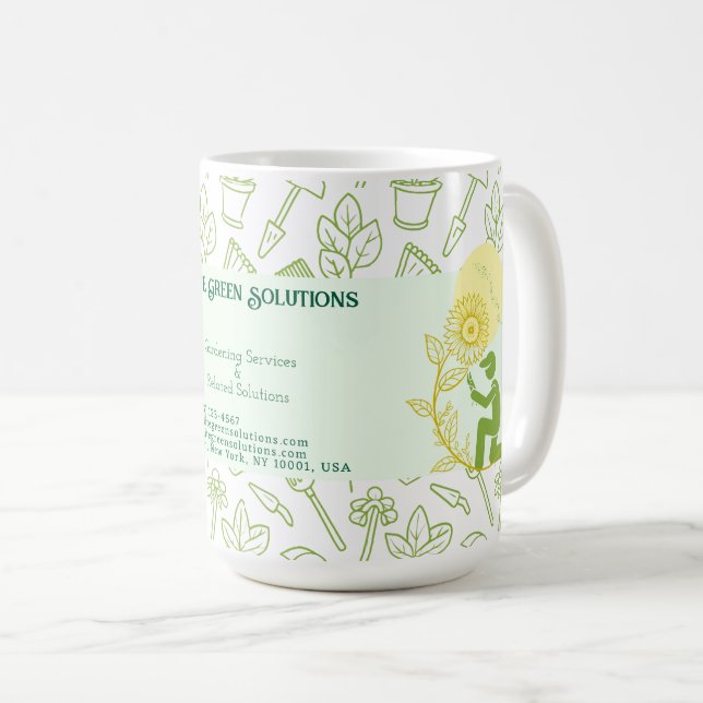 Affärskortet  lösningar och landskapslösningar kaffemugg (Framsida höger)