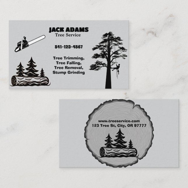 Affärskortet Lumberjack Träd Service Visitkort (Fram/baksida)