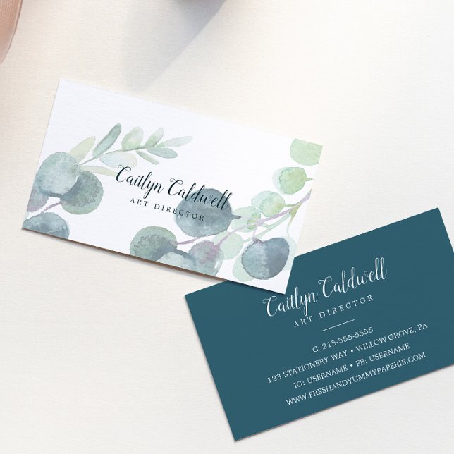 Affärskortet Lush Greenery och Eucalyptus Art Visitkort (Skapare uppladdad)