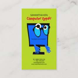 Affärskortet Lustigt Cute Blue PC Reparation Visitkort