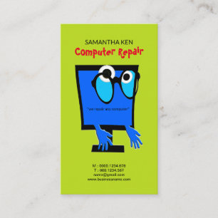Affärskortet Lustigt Cute Blue PC Reparation Visitkort