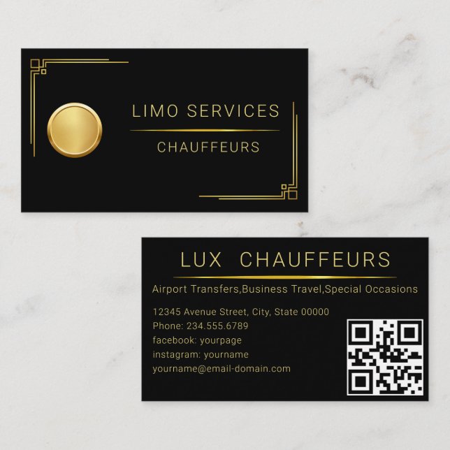 Affärskortet Lux Limousine Hyenttjänster Visitkort (Fram/baksida)