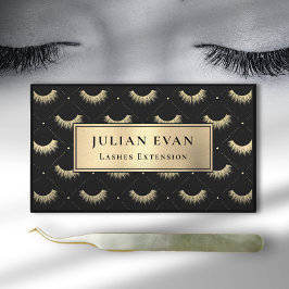 Affärskortet Luxe Black Guld Eyelash Stylist Visitkort