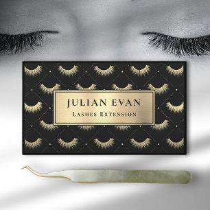 Affärskortet Luxe Black Guld Eyelash Stylist Visitkort