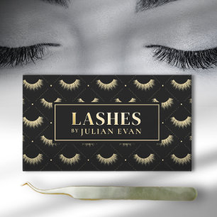 Affärskortet Luxe Black och Guld Lash Stylist Visitkort