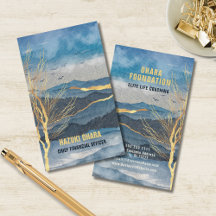 Affärskortet Luxe Blue Guld Mountain Anpassningsba