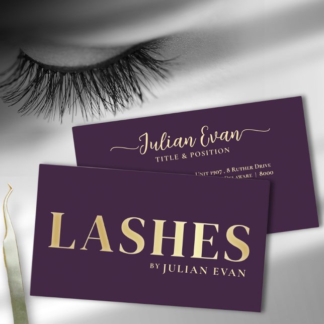 Affärskortet Luxe Burgundy Guld Lash Technician  Visitkort (Skapare uppladdad)
