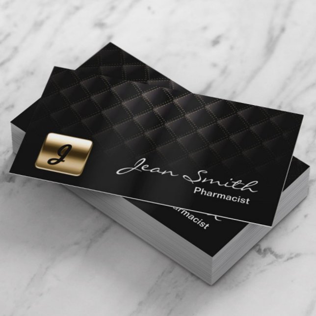 Affärskortet Luxury Black & Guld Pharmacist Visitkort (Skapare uppladdad)