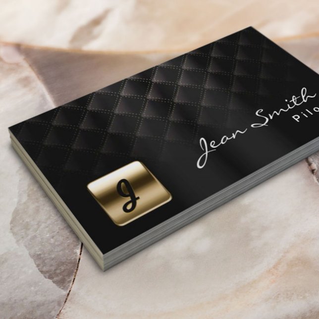 Affärskortet Luxury Black & Guld Pilot/Aviator Visitkort (Skapare uppladdad)