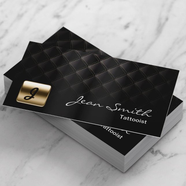 Affärskortet Luxury Black & Guld Tattoo Art Visitkort (Skapare uppladdad)