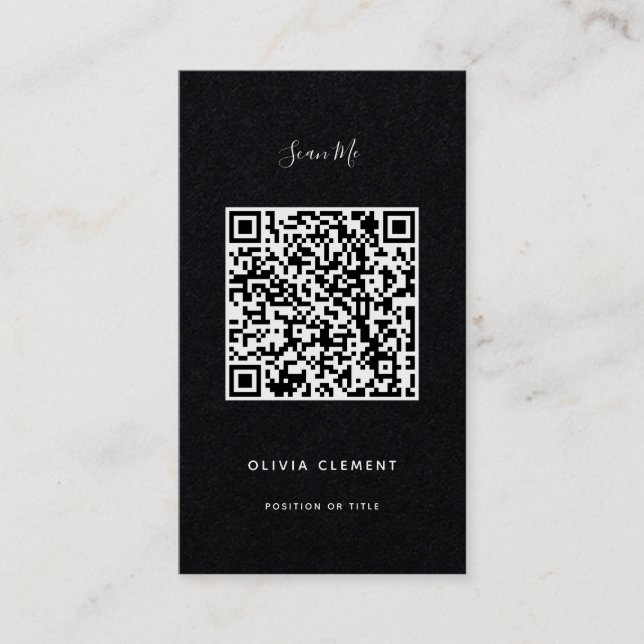Affärskortet Luxury Black Modern QR Code Visitkort (Framsida)