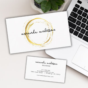 Affärskortet Luxury Faux Guld Circle White Visitkort