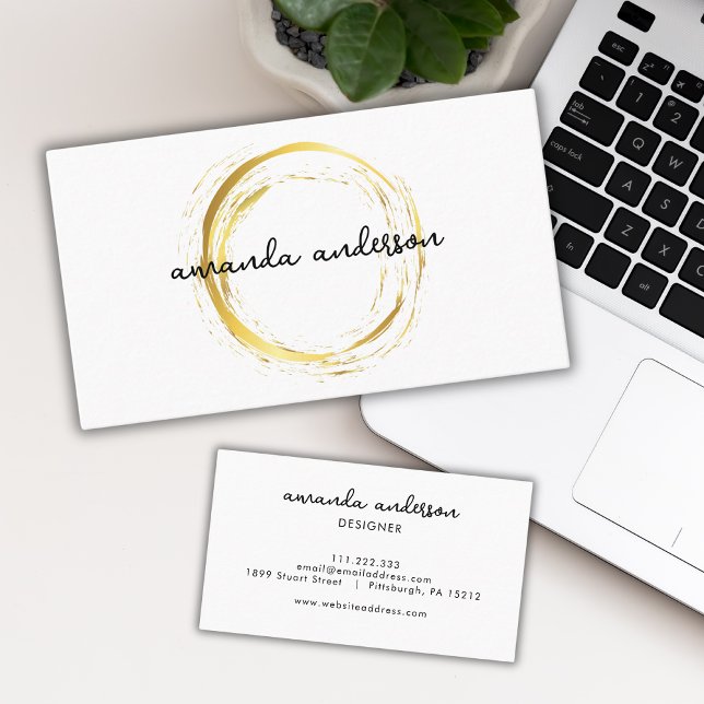 Affärskortet Luxury Faux Guld Circle White Visitkort (Skapare uppladdad)