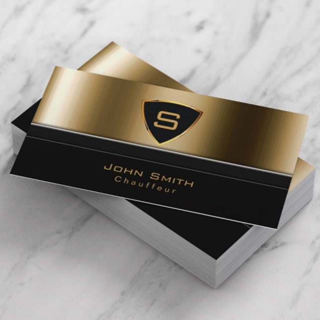 Affärskortet Luxury Guld Monogram Chauffeur Visitkort (Skapare uppladdad)