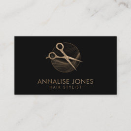 Affärskortet Luxury Guld och Black Hair Stylist Visitkort