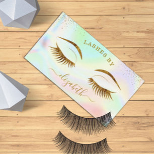 Affärskortet Luxury Holografiska Guld Eyelash Visitkort