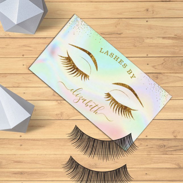 Affärskortet Luxury Holografiska Guld Eyelash Visitkort (Skapare uppladdad)