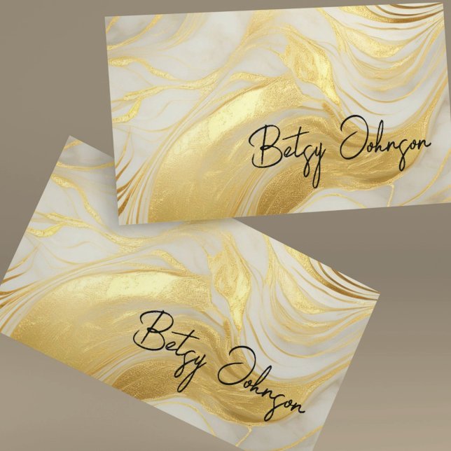 Affärskortet Luxury Ivory och Gold Foil Visitkort (Skapare uppladdad)
