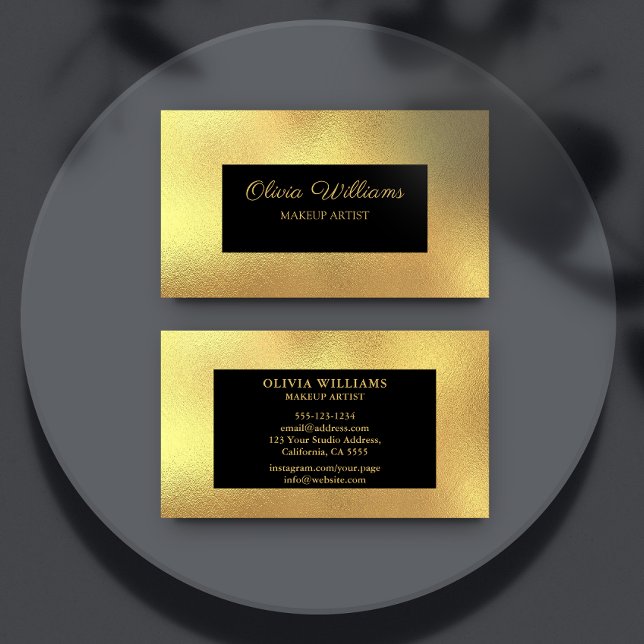 Affärskortet Luxury Metallic Guld Ram & Script Visitkort (Skapare uppladdad)