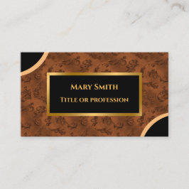 Affärskortet Luxury Modern Guld Brown Damask Visitkort