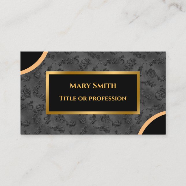 Affärskortet Luxury Modern Guld Silver Damask Visitkort (Framsida)