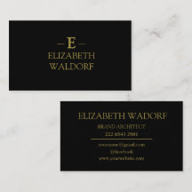 Affärskortet Luxury Monogram - Black & Guld