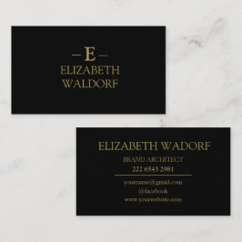Affärskortet Luxury Monogram - Black & Guld Visitkort