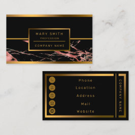 Affärskortet Luxury Rosa Black Marble Customize Visitkort