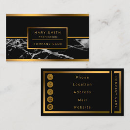 Affärskortet Luxury Silver Black Marble Customize Visitkort