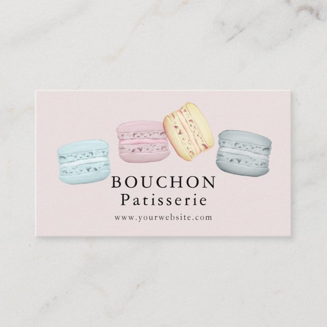 Affärskortet Macaron Rosa Bakery Visitkort (Framsida)