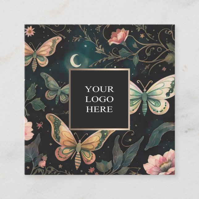 Affärskortet Magic Midnight Garden Square Fyrkantigt Visitkort (Framsida)