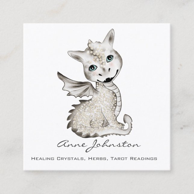 Affärskortet Magick Dragon Fyrkantigt Visitkort (Framsida)