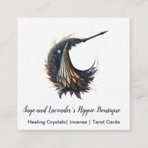 Affärskortet Magick Witch Broom Måne Square Fyrkantigt Visitkort
